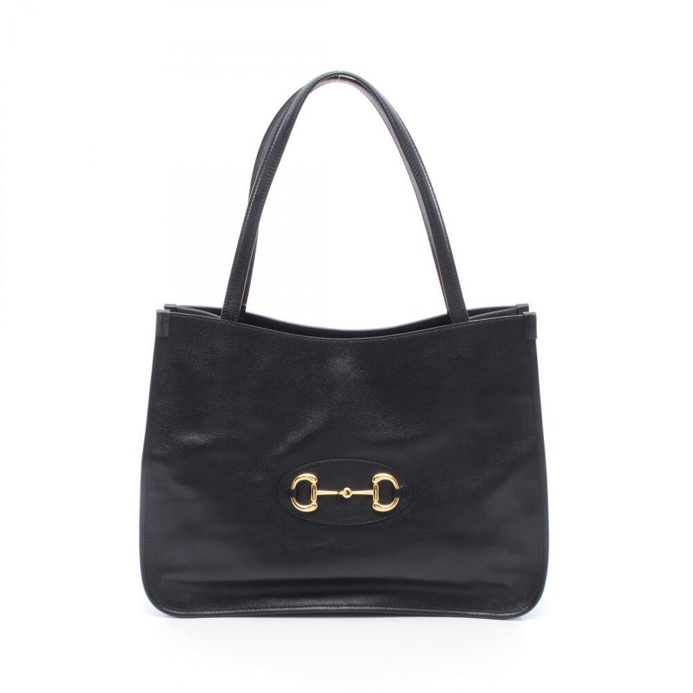 Gucci Horsebit Tote Bag Leather Black